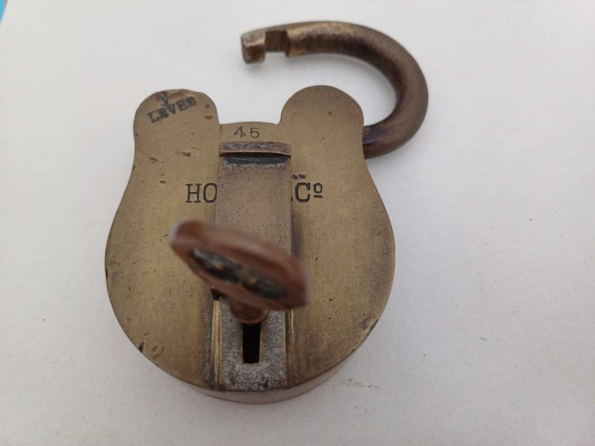 Large Vintage/ Antique Heavy Duty Hobib & Co 4 Lever Lock with a Working Key. In Working Condition!