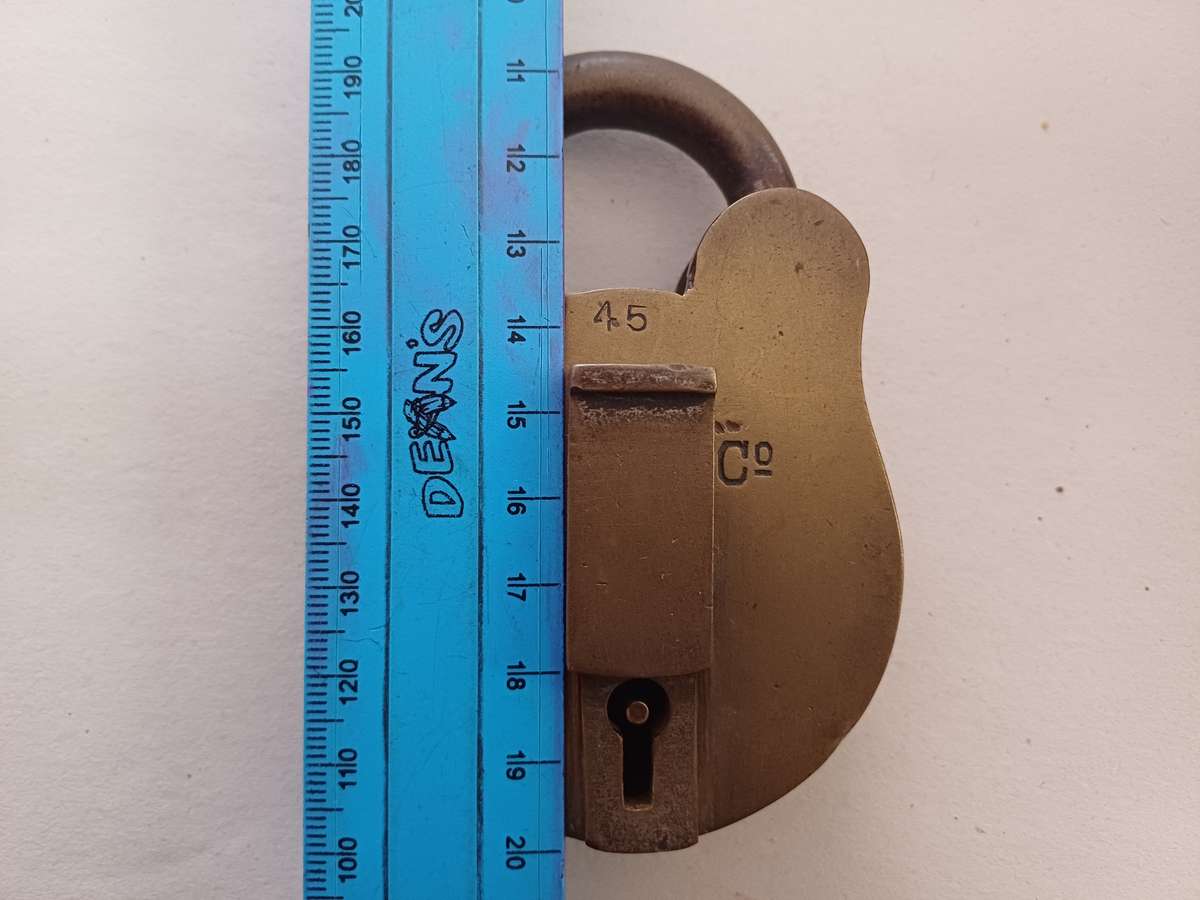 Large Vintage/ Antique Heavy Duty Hobib & Co 4 Lever Lock with a Working Key. In Working Condition!