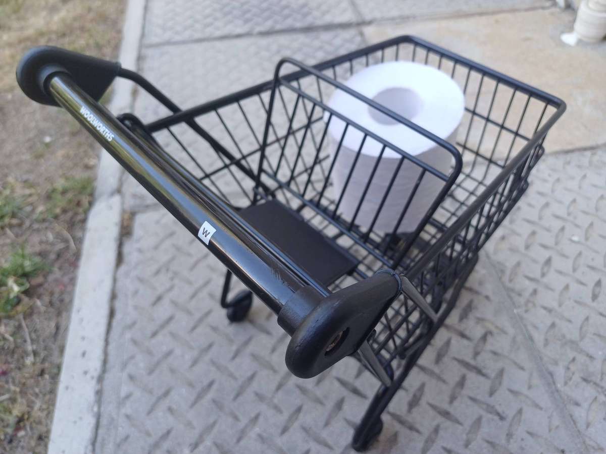 Rare Large Woolworths Black Toy Iron Steel Trolley with Movable Parts and Wheels - Heavy Duty!