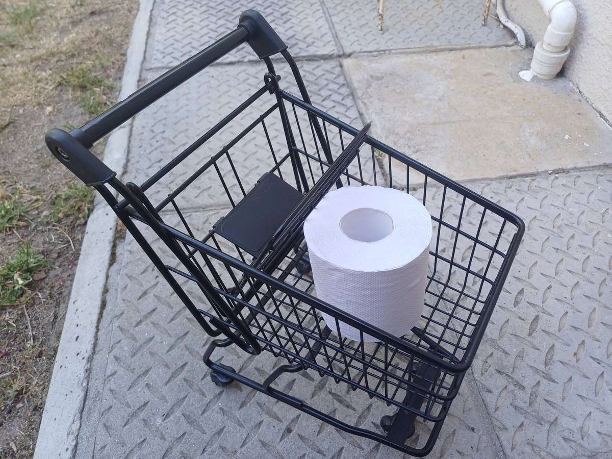 Rare Large Woolworths Black Toy Iron Steel Trolley with Movable Parts and Wheels - Heavy Duty!