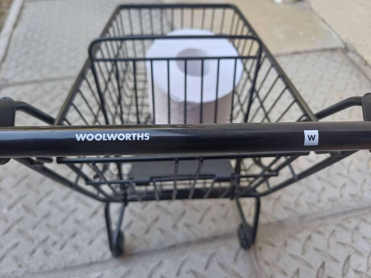 Rare Large Woolworths Black Toy Iron Steel Trolley with Movable Parts and Wheels - Heavy Duty!