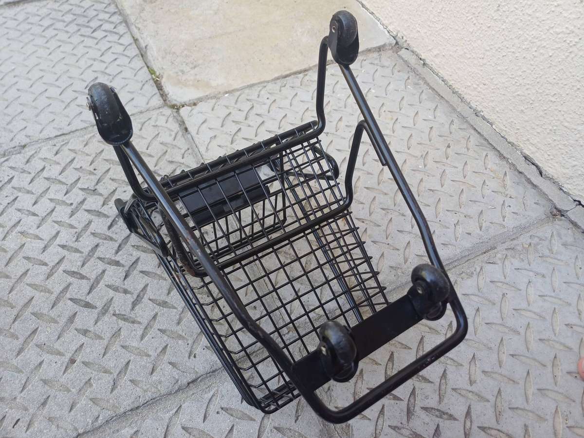 Rare Large Woolworths Black Toy Iron Steel Trolley with Movable Parts and Wheels - Heavy Duty!