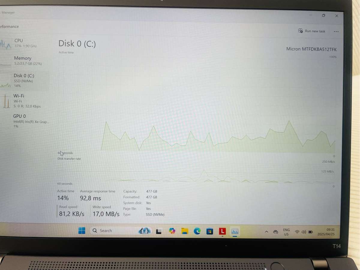 New Lenovo ThinkPad T14 Gen 3 Core i5 Laptop 21AH004XZA With 24GB RAM
