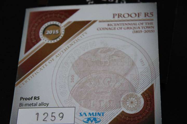 2015 Griqua Town Proof R5 with magnifier (Still sealed)