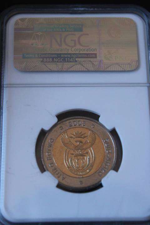 2008 Mandela 90th Birthday R5, NGC graded MS65