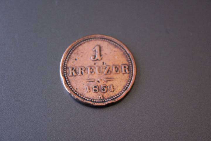 1851 Austria, 1 Kreuzer, K K Oesterreichische Scheidemunze