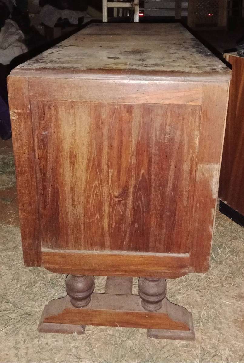 ANTIQUE SOLID WOODEN CABINET WITH GLASS DOORS - VINTAGE CHARM