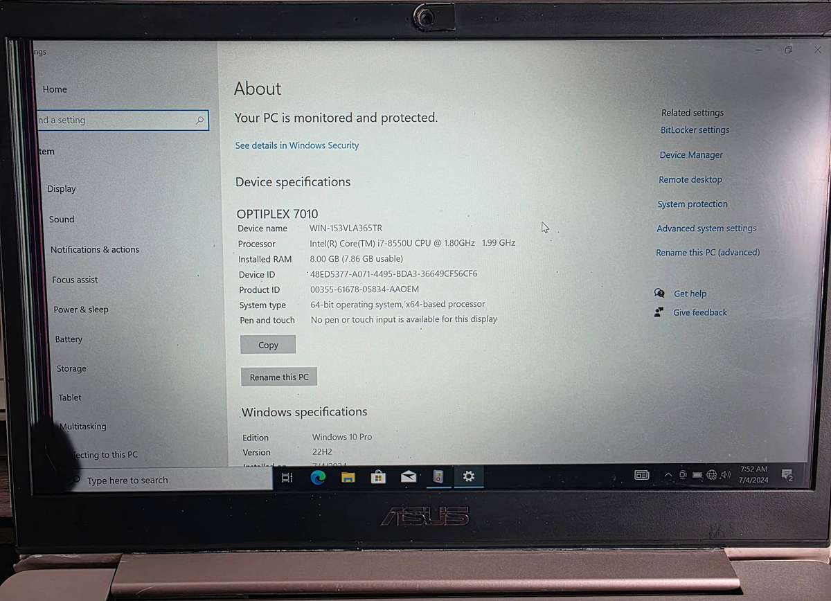 Asus Zenbook UX331u, Intel i7 8550u, 8GB RAM, 256GB NVME, Back-lit KB, Biometrics, Windows 11 Pro