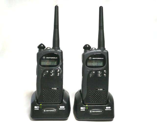 Two professional-grade Motorola P020 walkie talkies - in prime condition