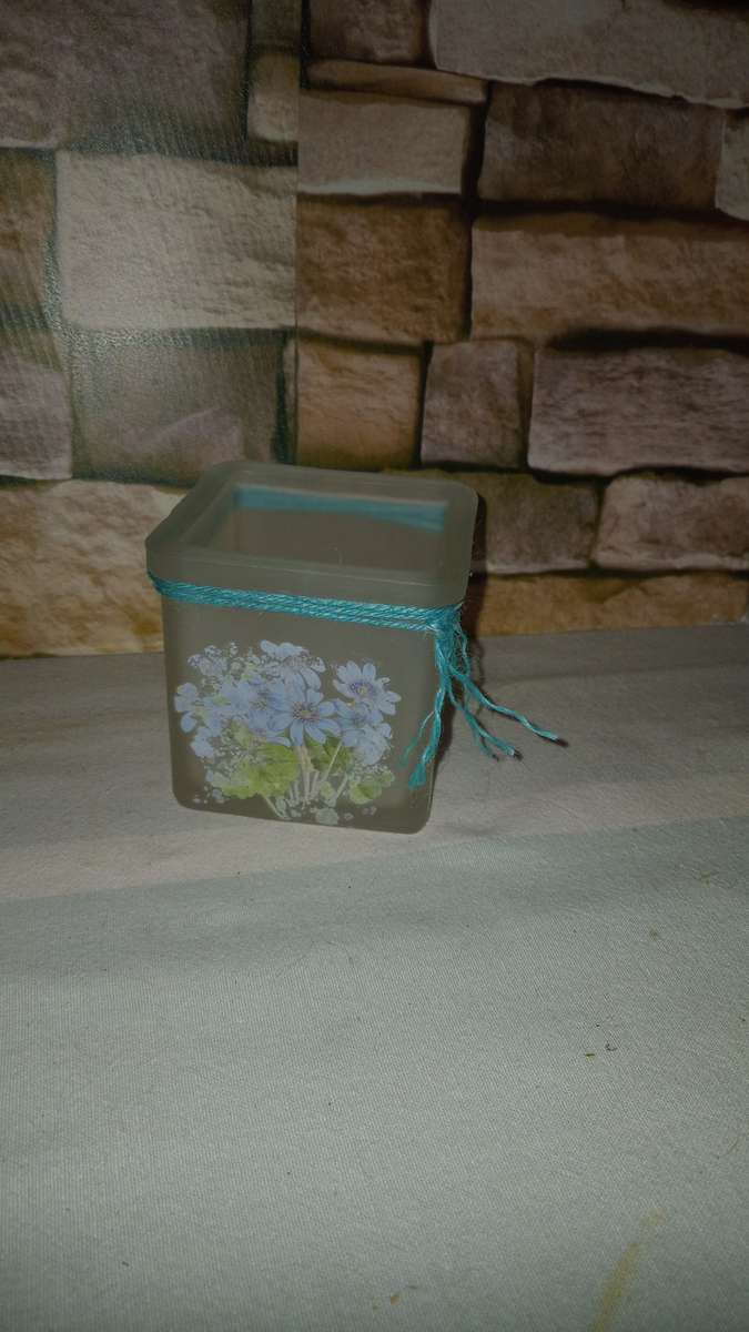 Frosted glass candle holder