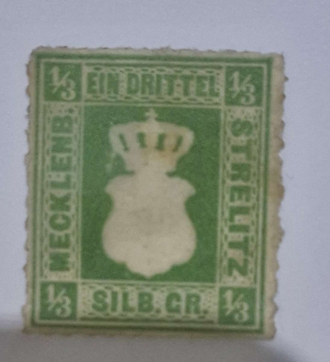 1864 German Used Mecklenburg Strelitz 1/3 SIBLGR stamp -