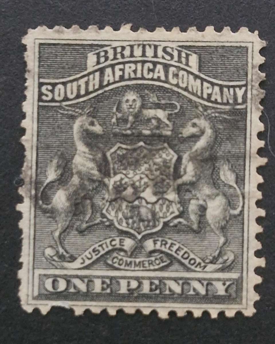 1892 USED 1 PENNY AND 1896 MINT 1/2 PENNY BRITISH SOUTH AFRICA STAMPS
