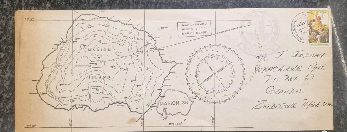 WONDERFUL ITEM - Marion Island 1979 Cover with geographical image of Marion Island - Postage cost 4c
