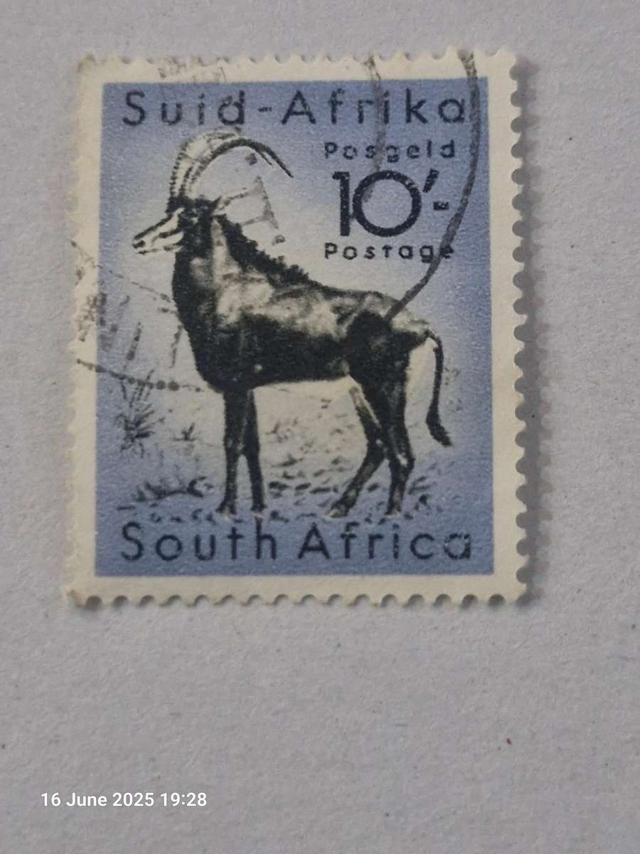 1954 South Africa 10 shilling stamp