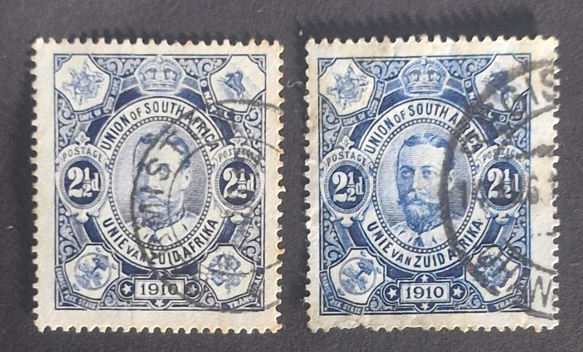 1910 UNION OF 2 1/2d STAMPS  - 2 DIFFERENT SHADES
