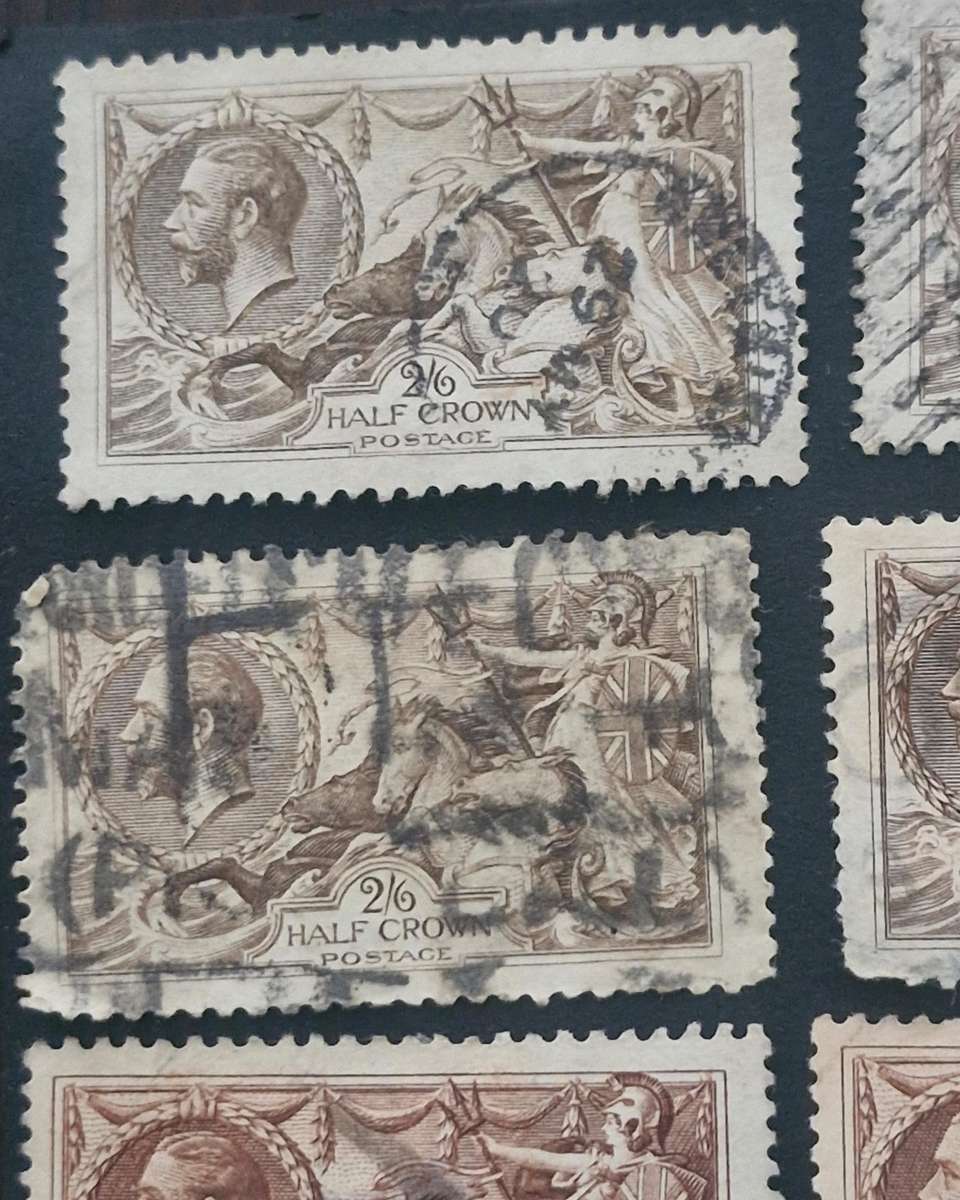 A selection of 18 x King George V Seahorse stamps.  2/6s, 5s & 10s various years - relisted