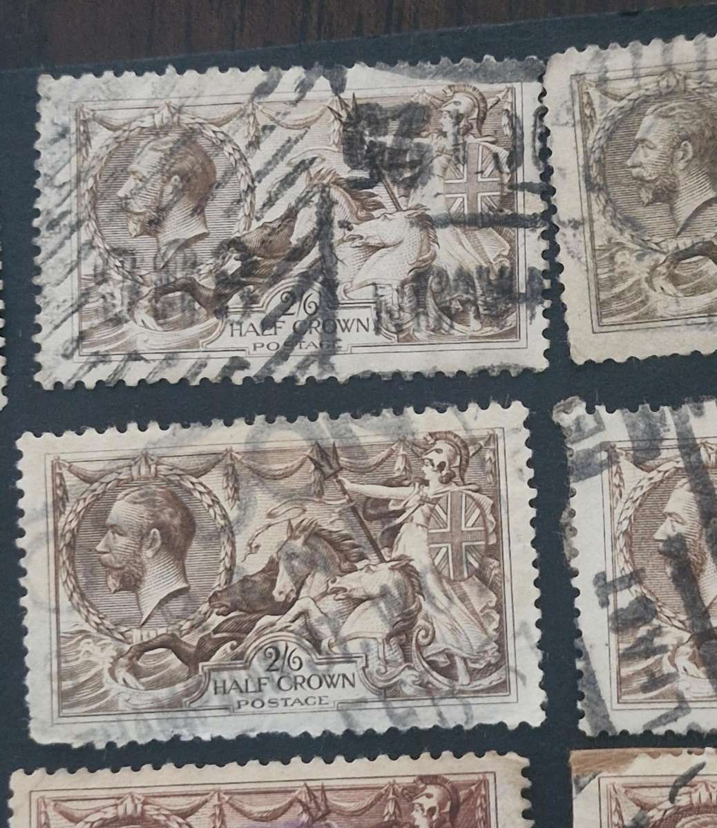 A selection of 18 x King George V Seahorse stamps.  2/6s, 5s & 10s various years - relisted