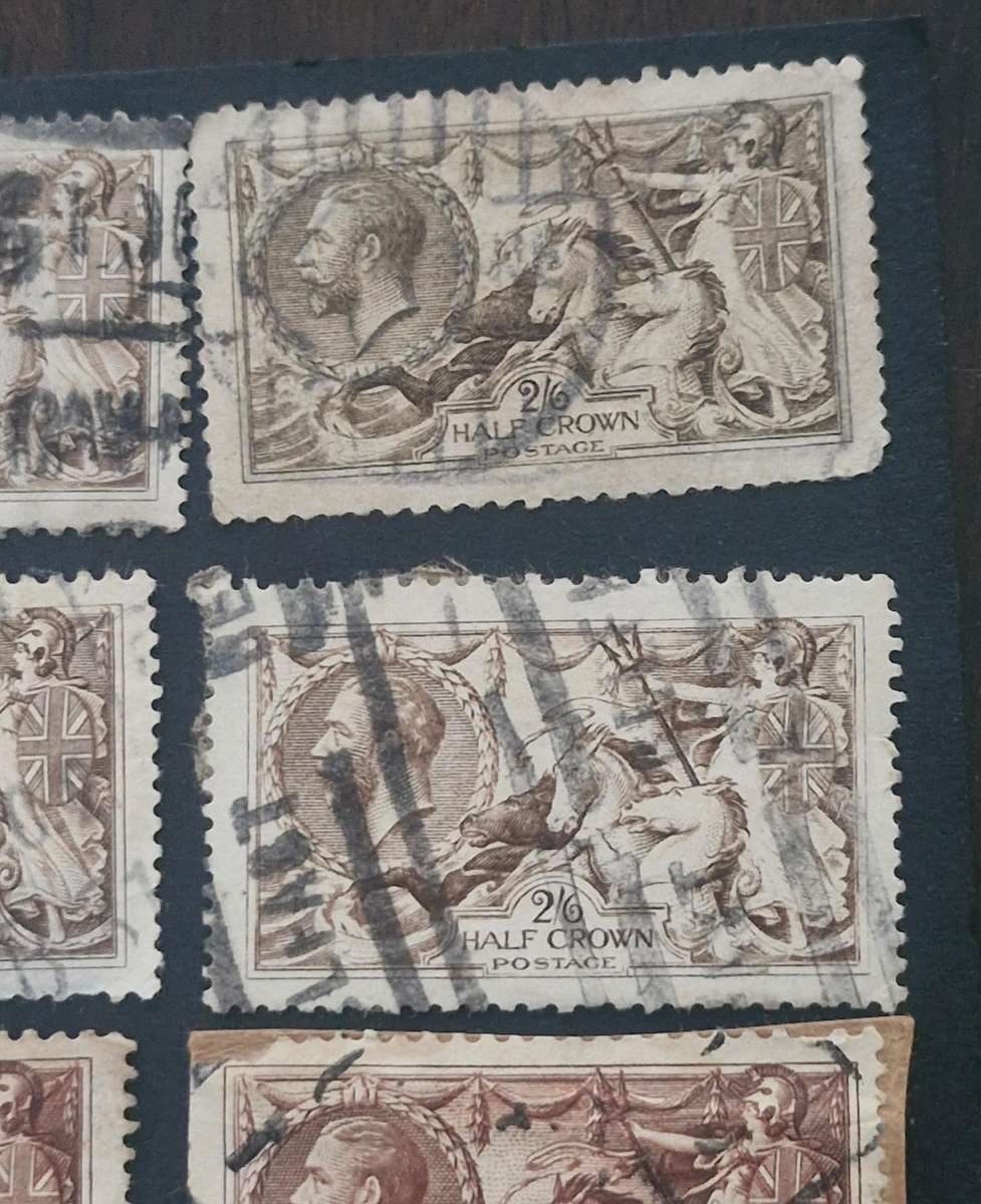 A selection of 18 x King George V Seahorse stamps.  2/6s, 5s & 10s various years - relisted