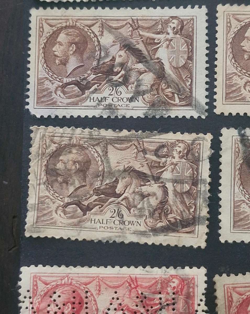 A selection of 18 x King George V Seahorse stamps.  2/6s, 5s & 10s various years - relisted