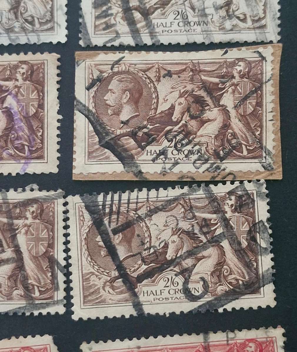 A selection of 18 x King George V Seahorse stamps.  2/6s, 5s & 10s various years - relisted