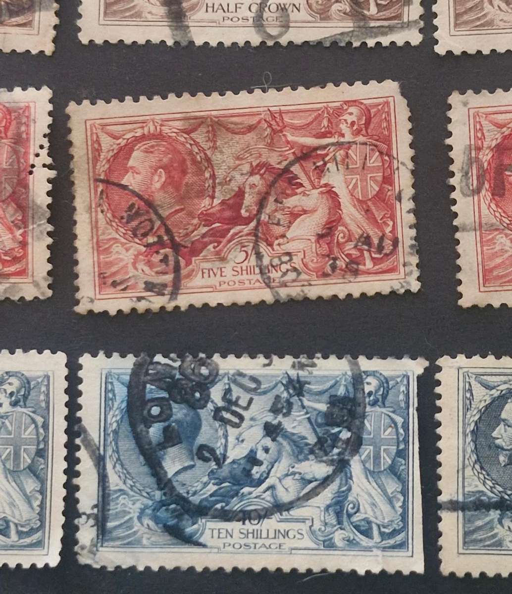 A selection of 18 x King George V Seahorse stamps.  2/6s, 5s & 10s various years - relisted