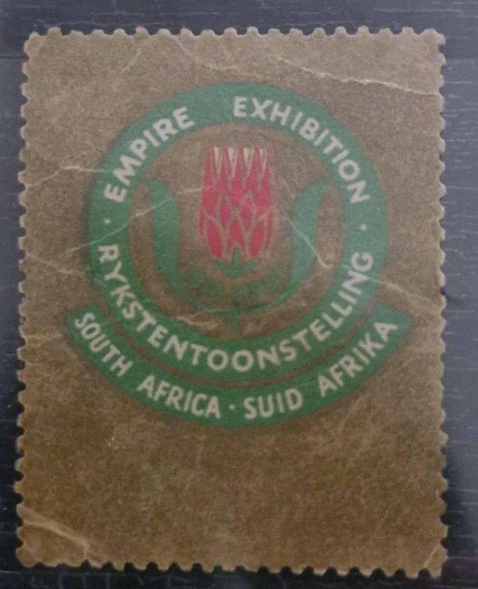 1937 South Africa Empire Exhibition Gold stamp with Kruger National park cinderella stamp set