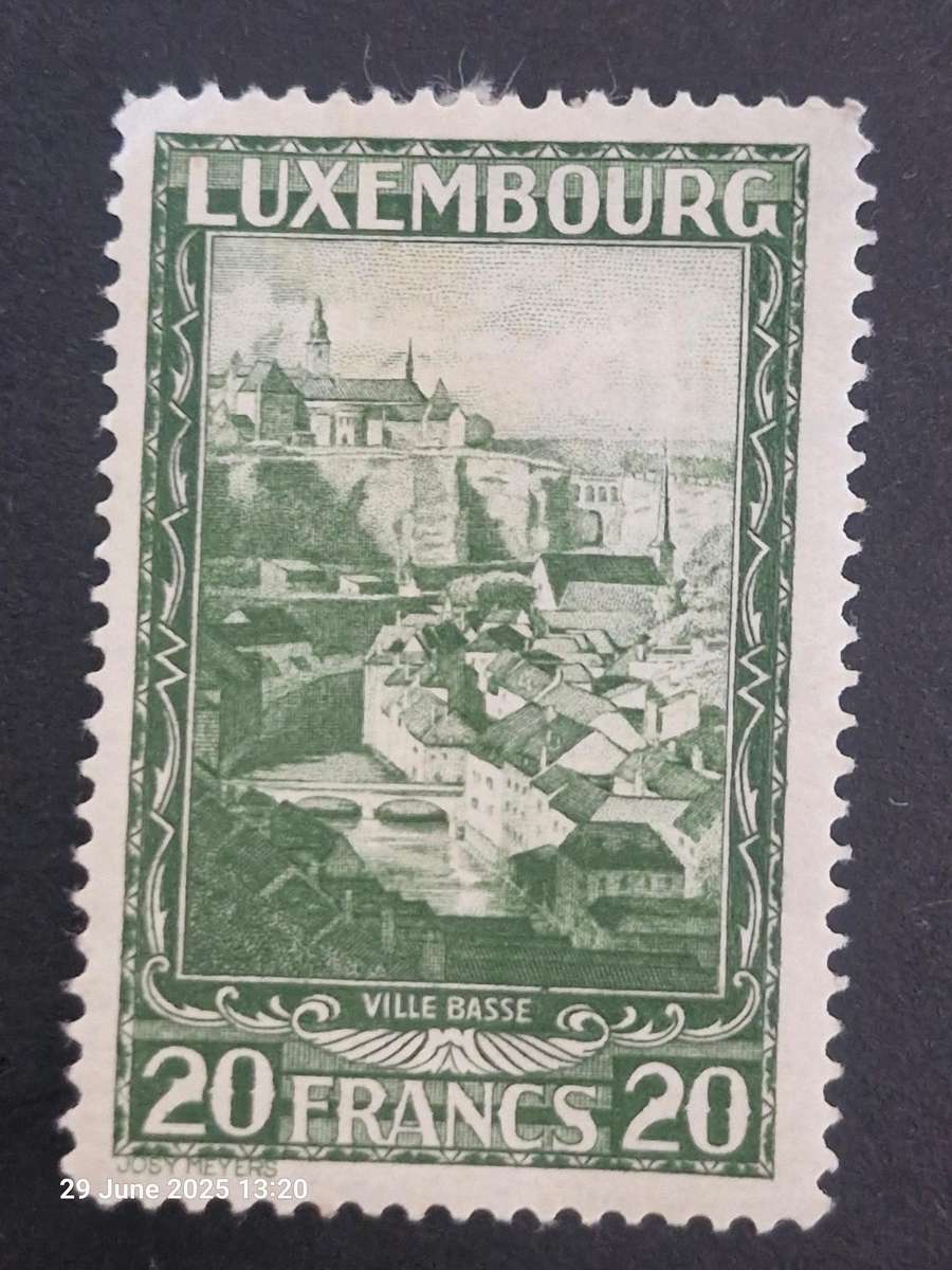 1931 Luxenbourg 20 Franc mint stamp with hinge residue