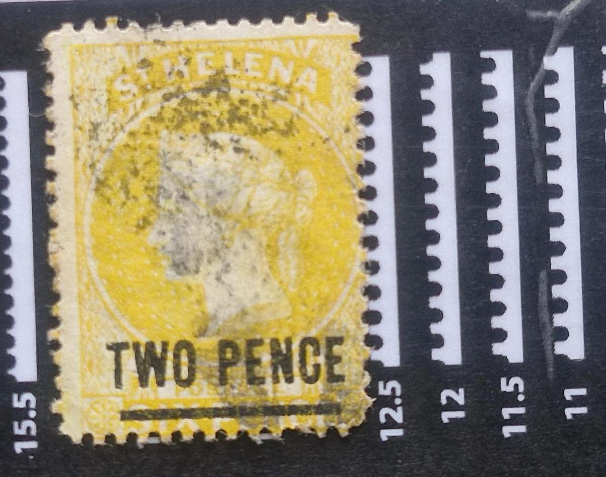 Great selection of St. Helena stamps including 1864 6d overprint 2 Pence Queen Victoria