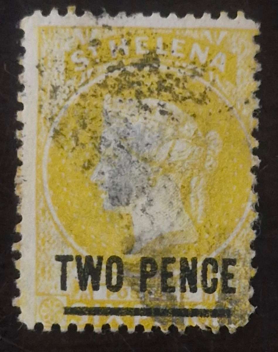 Great selection of St. Helena stamps including 1864 6d overprint 2 Pence Queen Victoria