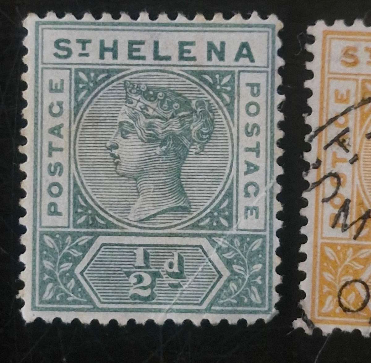 Great selection of St. Helena stamps including 1864 6d overprint 2 Pence Queen Victoria