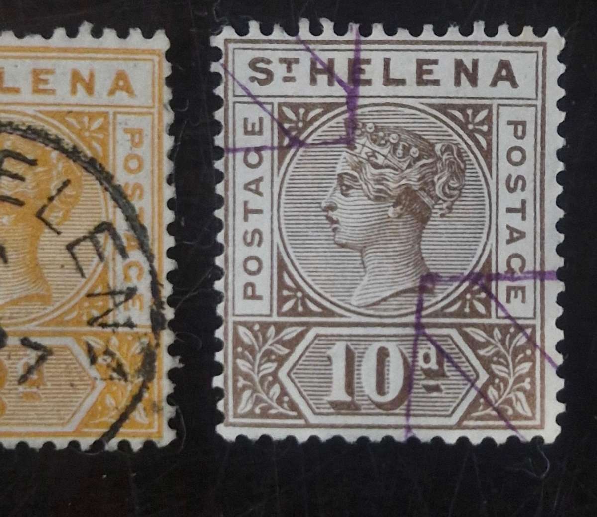 Great selection of St. Helena stamps including 1864 6d overprint 2 Pence Queen Victoria