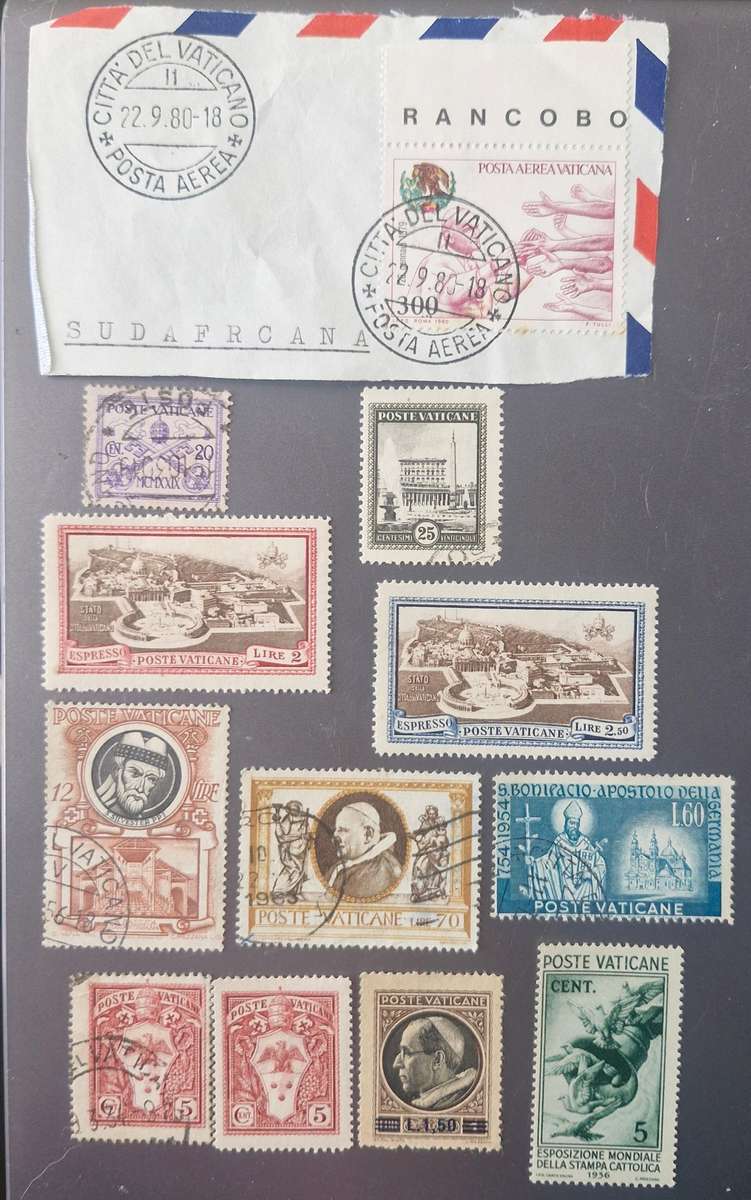 selection of Vatican City stamps - a mix of used and unused stamps