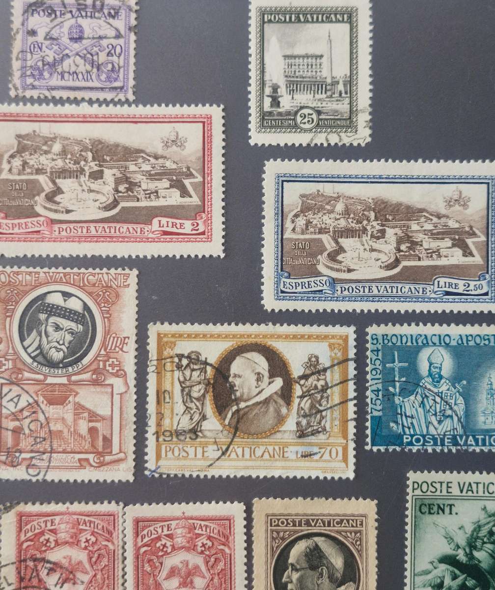 selection of Vatican City stamps - a mix of used and unused stamps