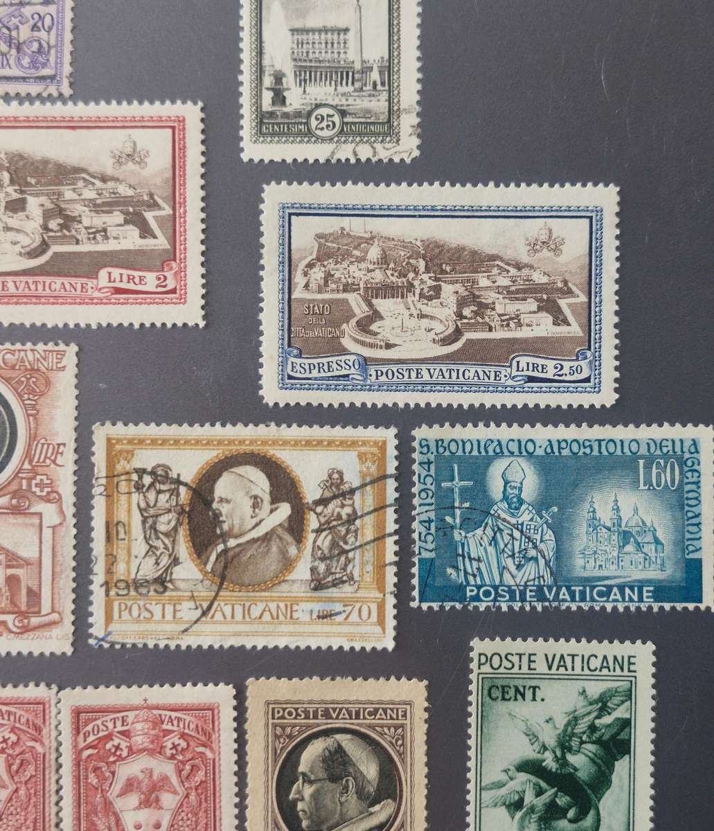 selection of Vatican City stamps - a mix of used and unused stamps