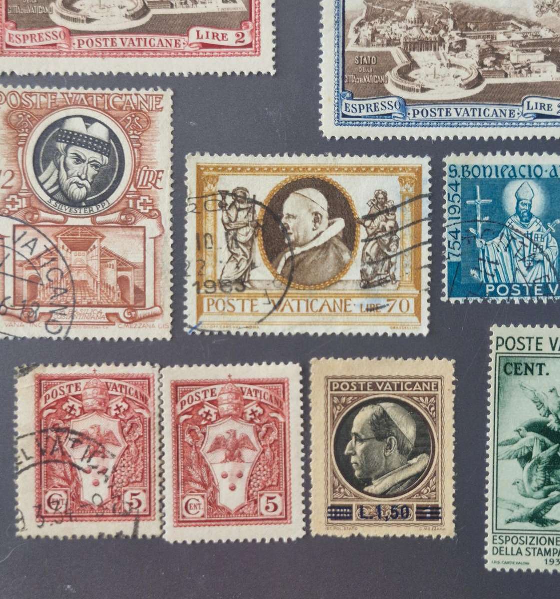 selection of Vatican City stamps - a mix of used and unused stamps