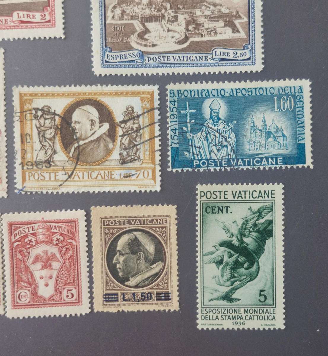 selection of Vatican City stamps - a mix of used and unused stamps