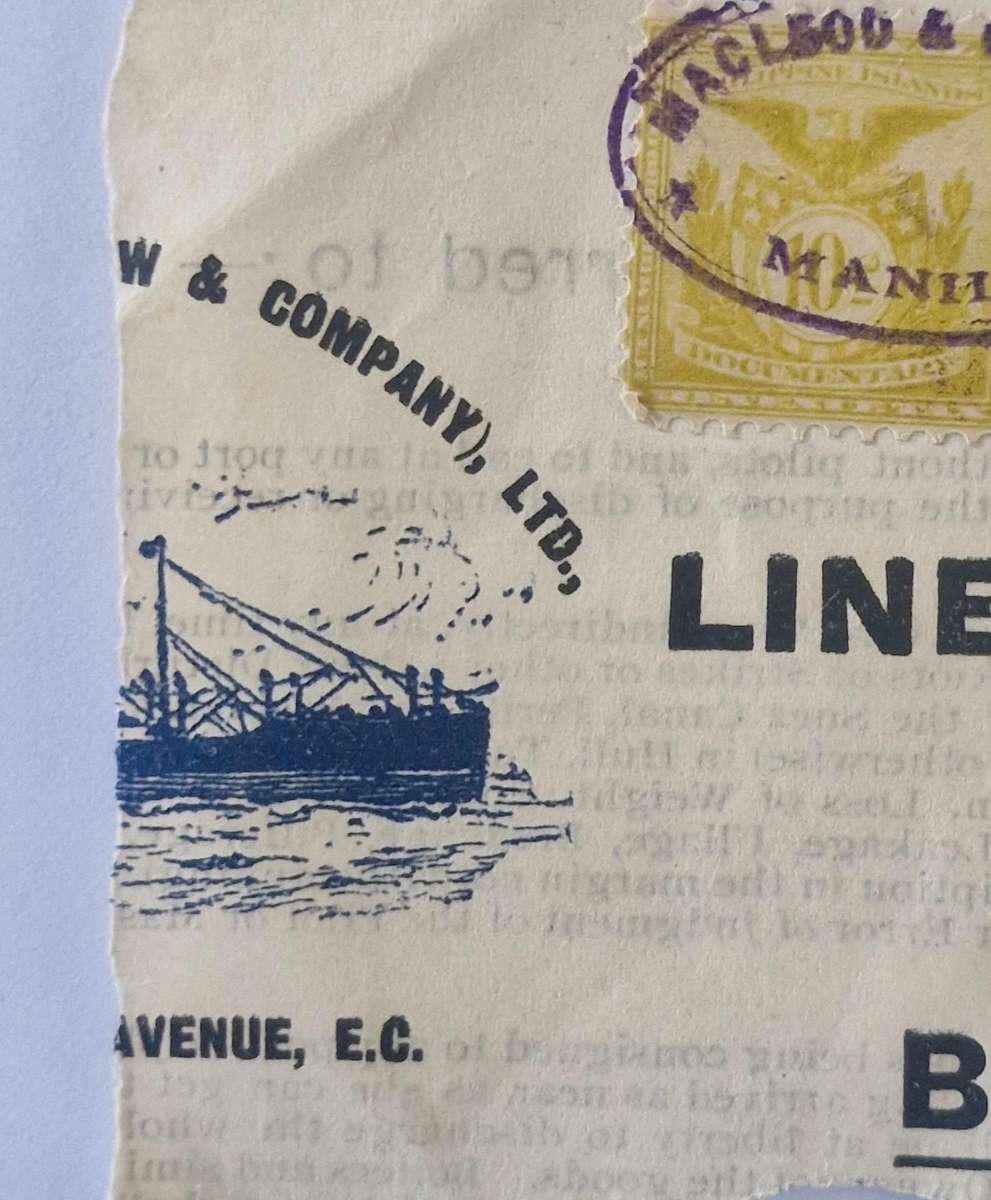 Interesting 1919 Manila Phillipines Island 10c Documentary Revenue stamp on piece