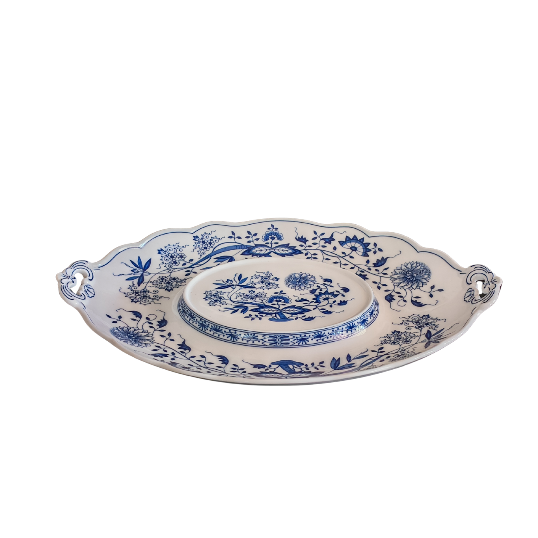 Hutschenreuther Germany Blue Onion Porcelain Tureen with Stand