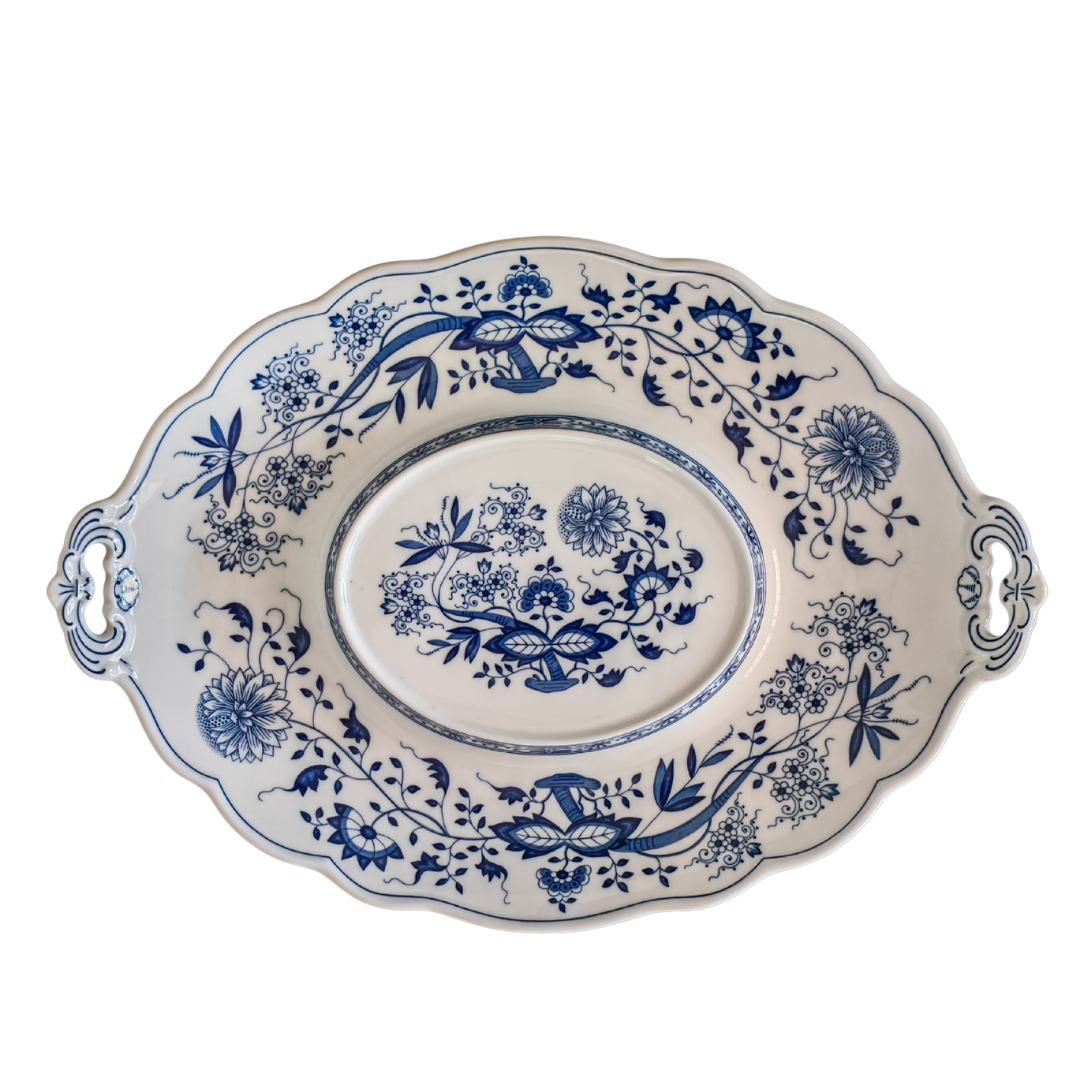 Hutschenreuther Germany Blue Onion Porcelain Tureen with Stand