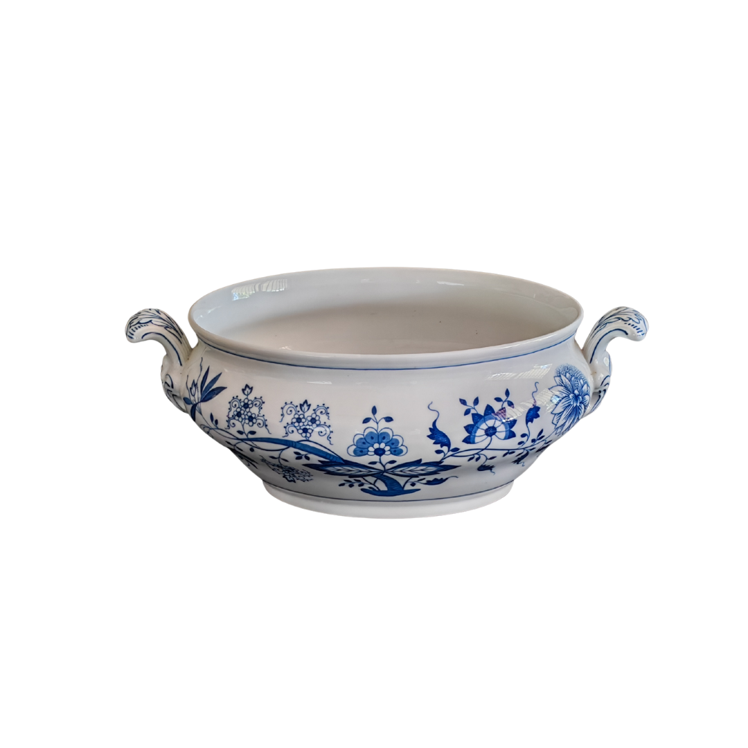 Hutschenreuther Germany Blue Onion Porcelain Tureen with Stand