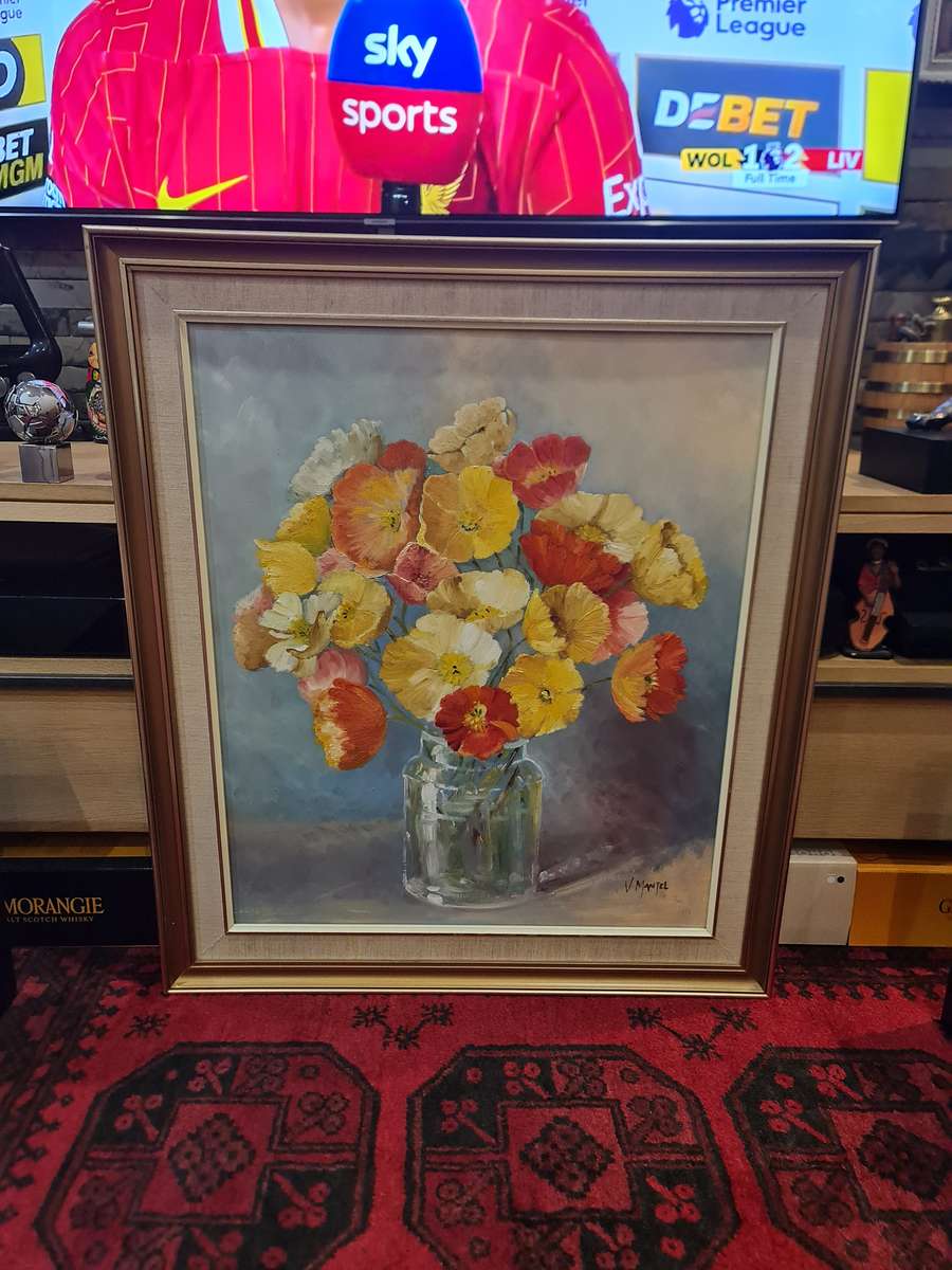 Still Flowers in a Glass Vase Painting