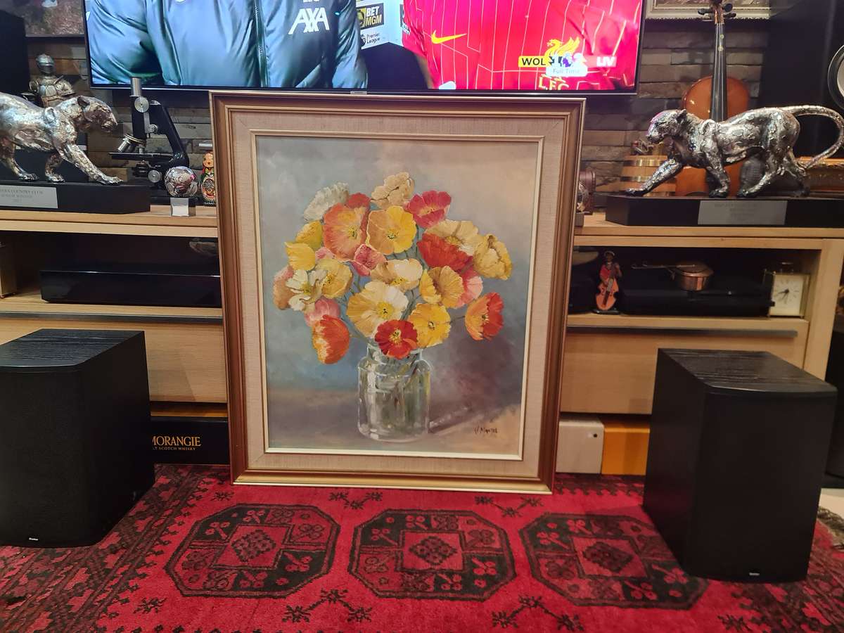 Still Flowers in a Glass Vase Painting