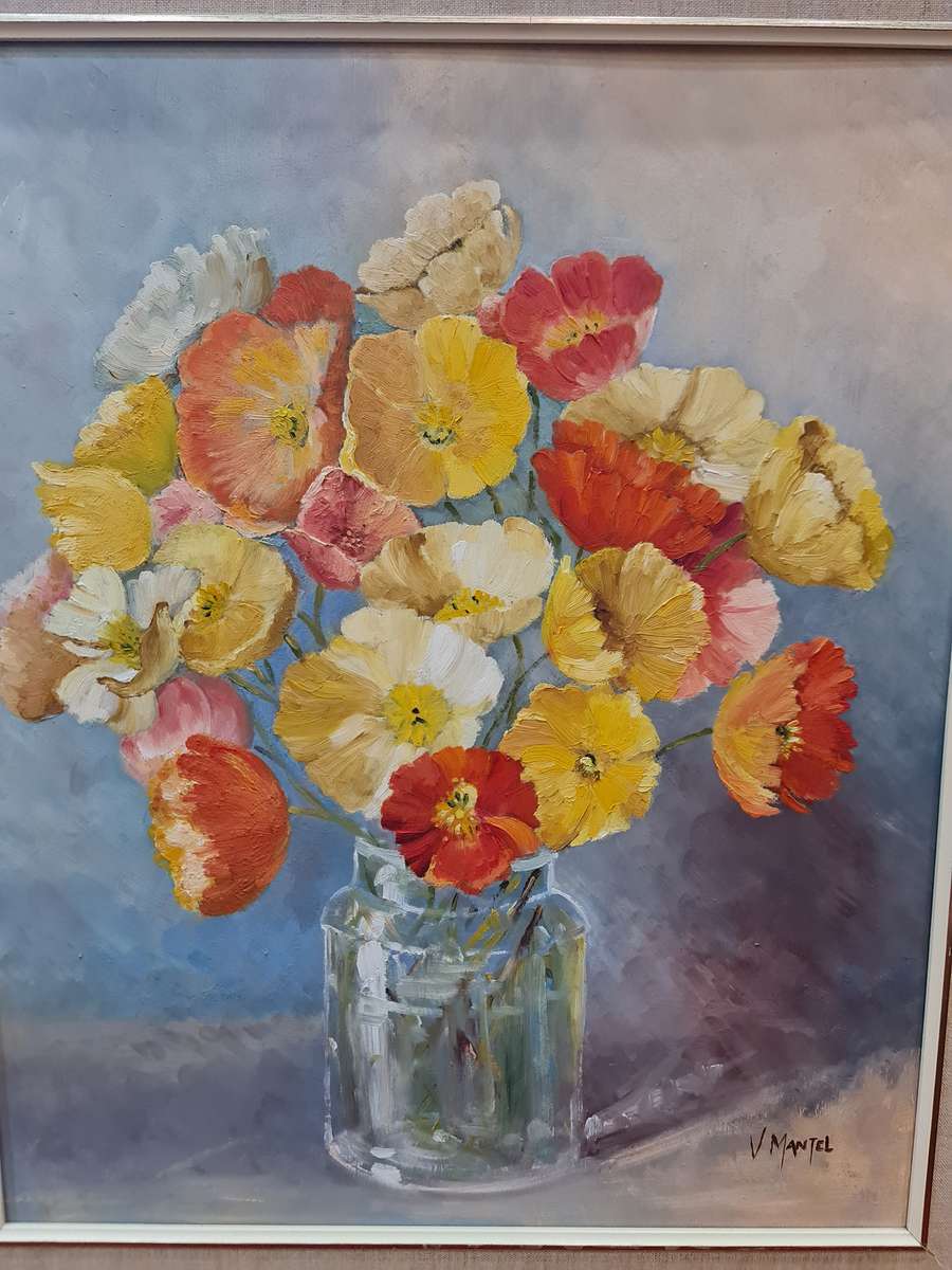 Still Flowers in a Glass Vase Painting