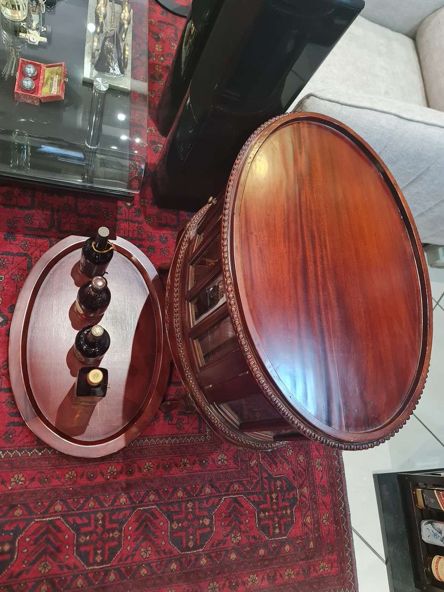 Antique Mahogany Tray Top Vitrine Table