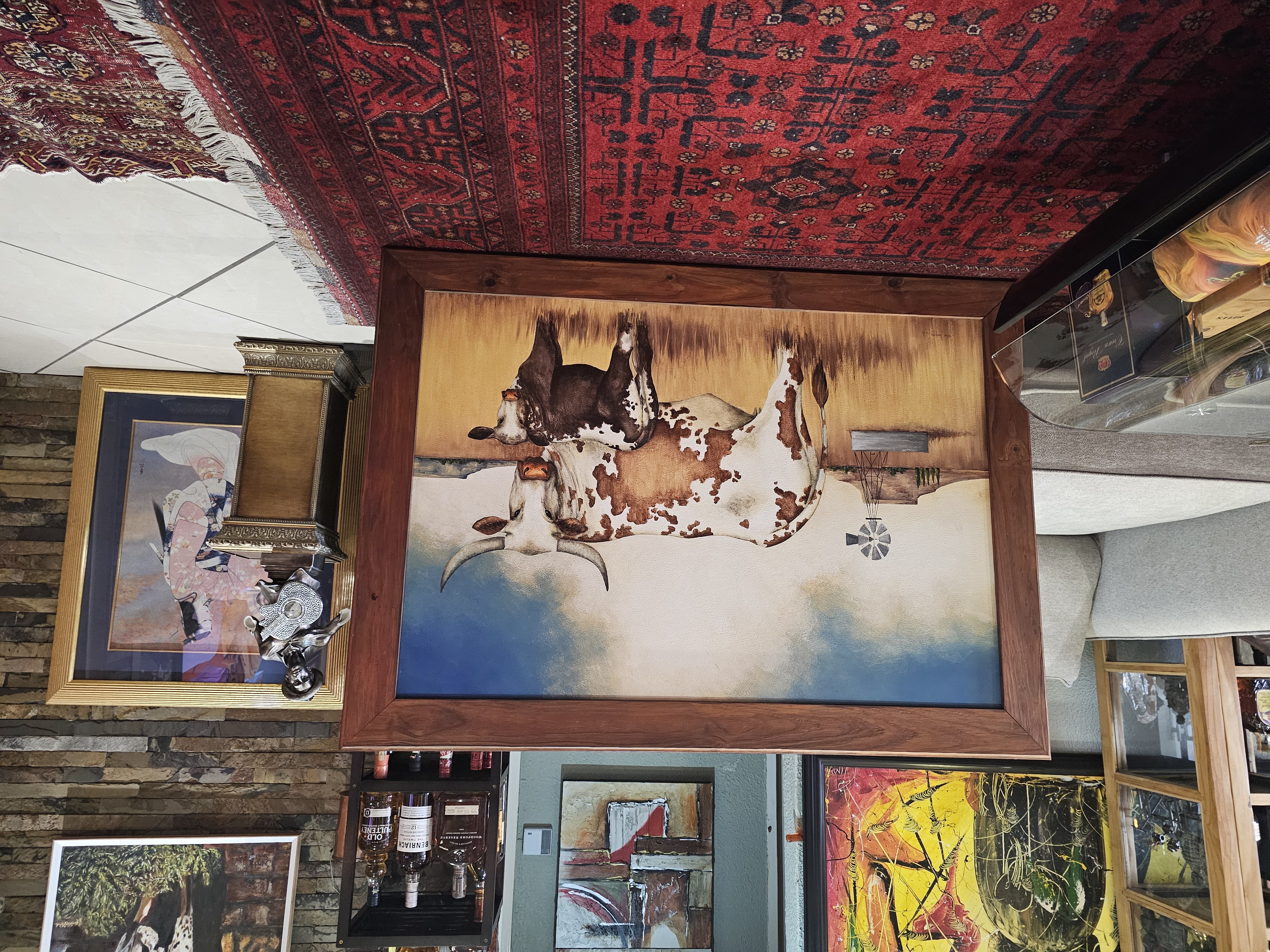 Large Nguni Mother and Calf Framed Painting