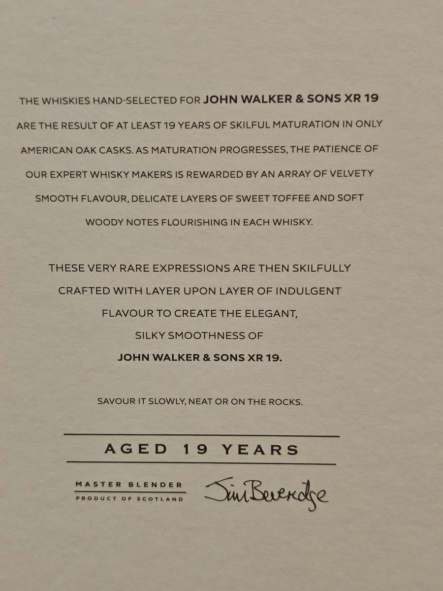 Johnnie Walker & Sons XR 19 Year Old Limited Edition Whisky
