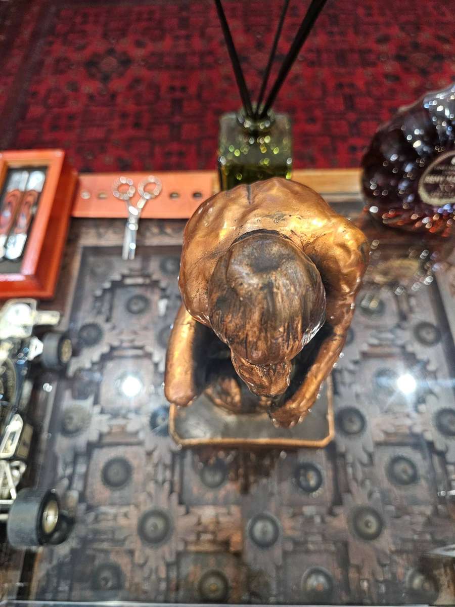 Bronze Finish Thinking Man Sculpture