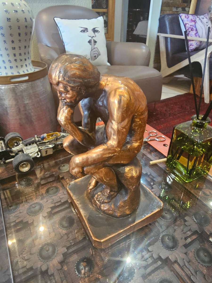 Bronze Finish Thinking Man Sculpture