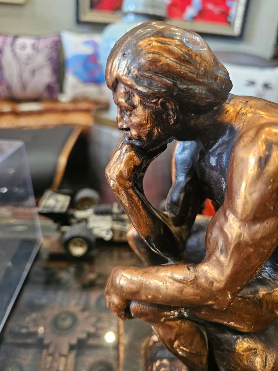 Bronze Finish Thinking Man Sculpture