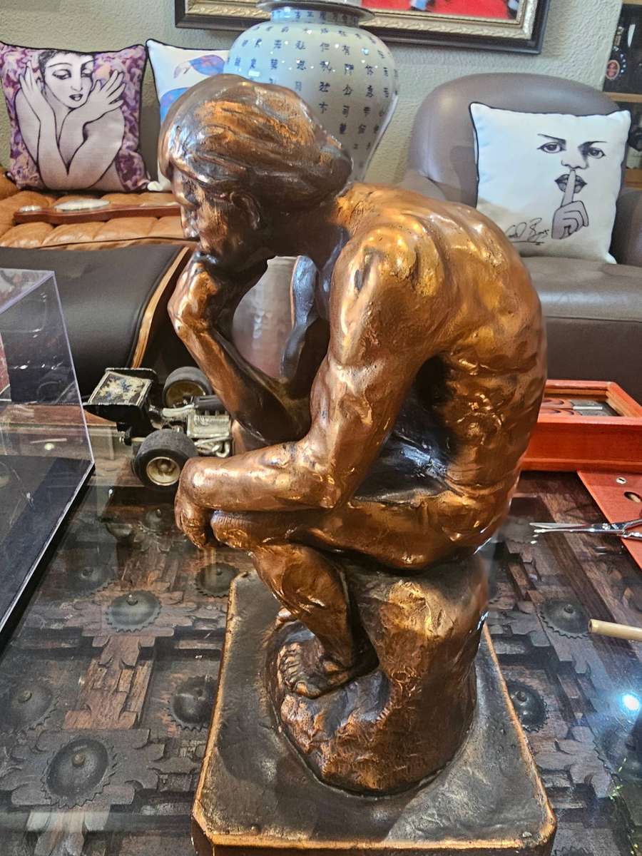 Bronze Finish Thinking Man Sculpture